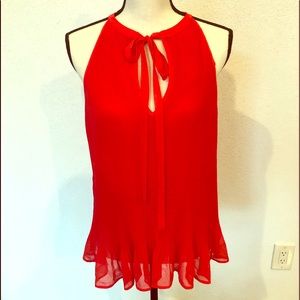 Zara keyhole tie pleated blouse